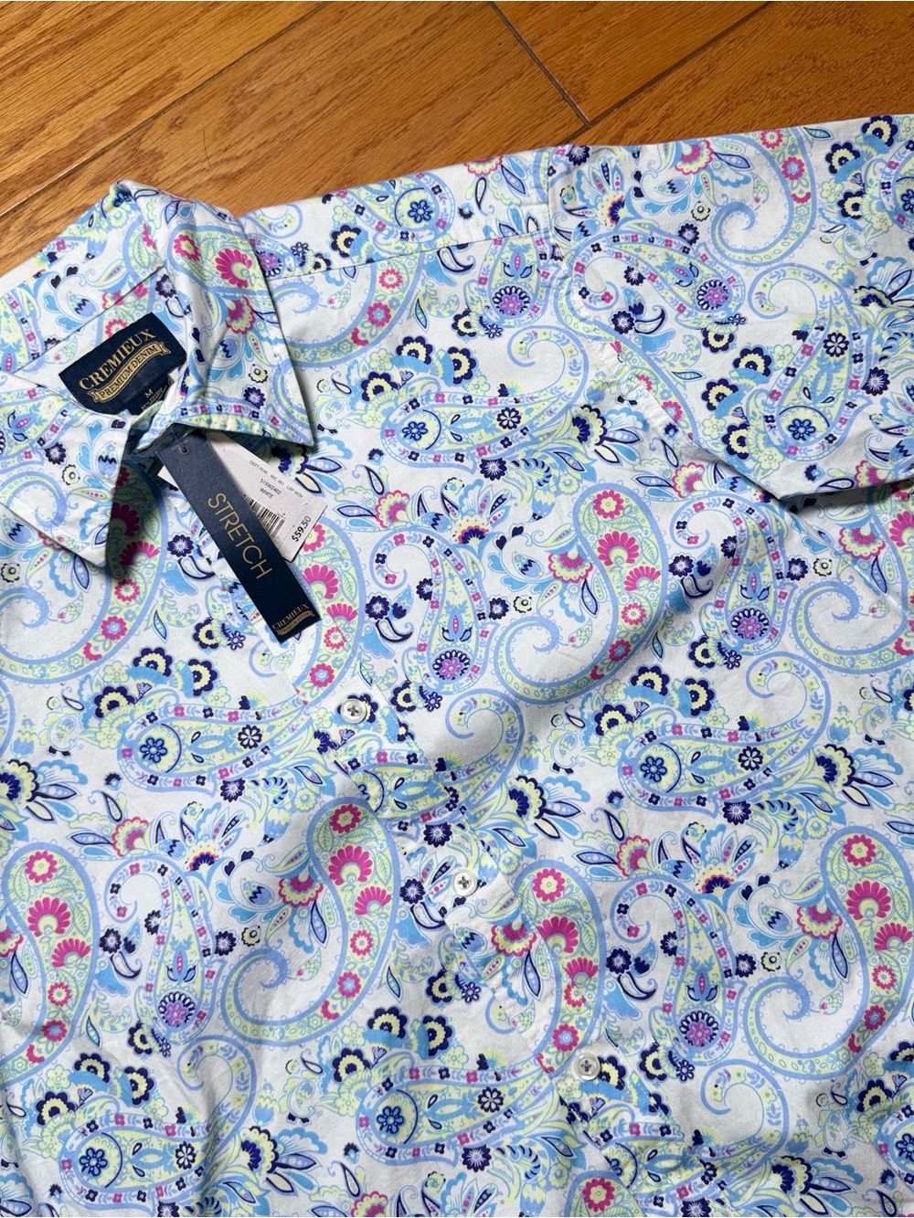 Cremieux Shirt Mens M White Paisley Short Sleeve Button New With Tags
